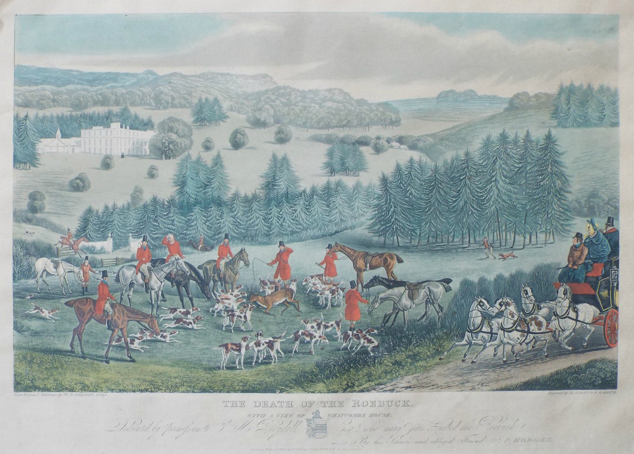 Aquatint - The Death of the Roebuck with a View of Whatcombe House - Alken